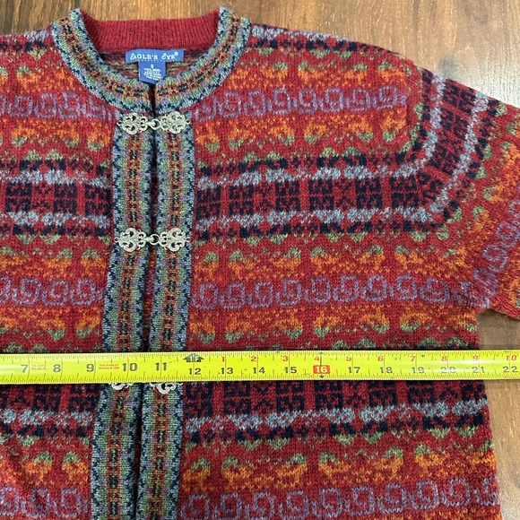 VTG Eagle’s Eye women's 100% Wool Fair Isle Setesdal Sweater Sz Small red - Picture 5 of 8
